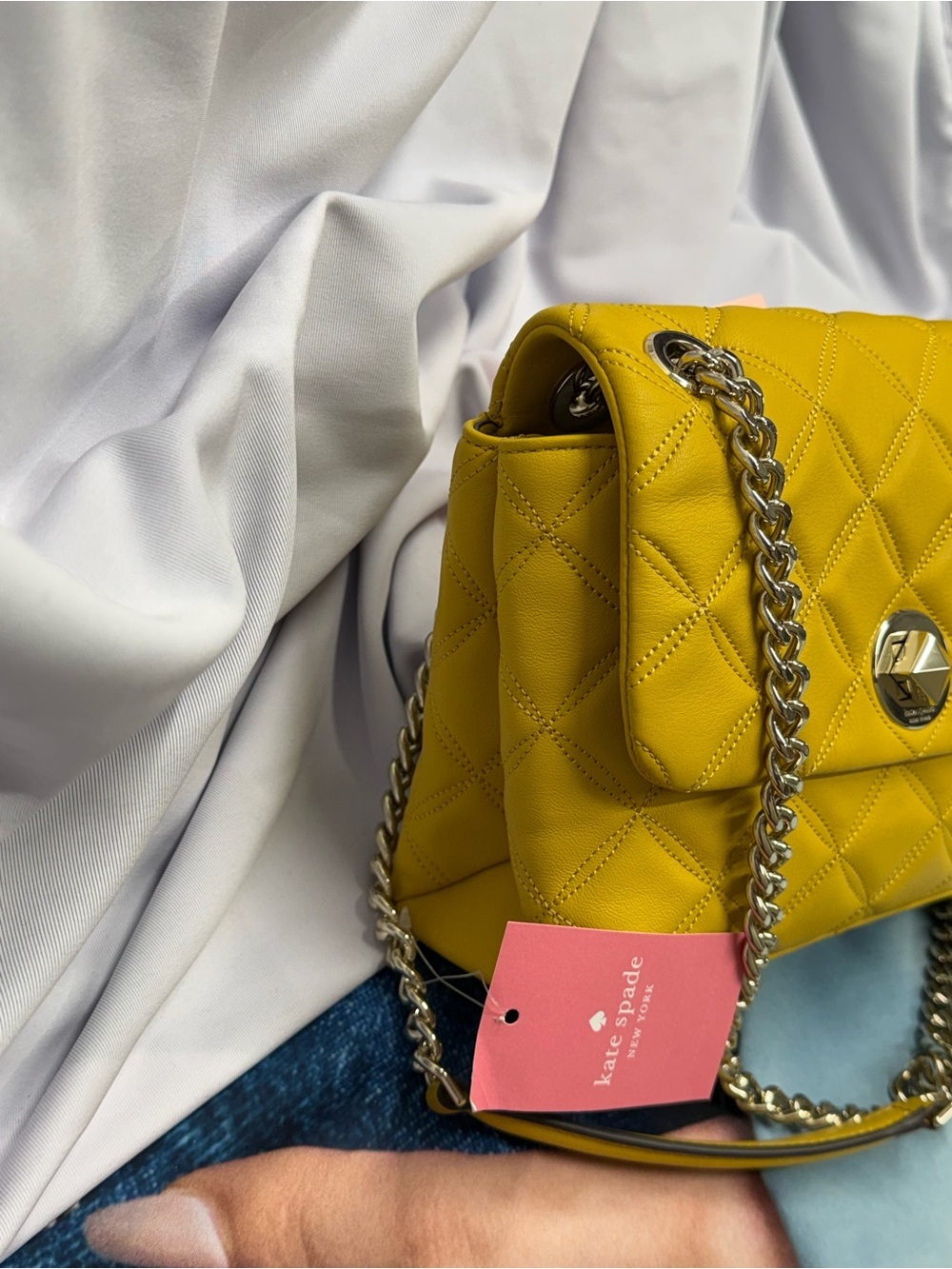 (new+tag) Kate Spade Natalia Quilted Chain Shoulder Bag /Crossbody Golden Yellow - Picture 9 of 14